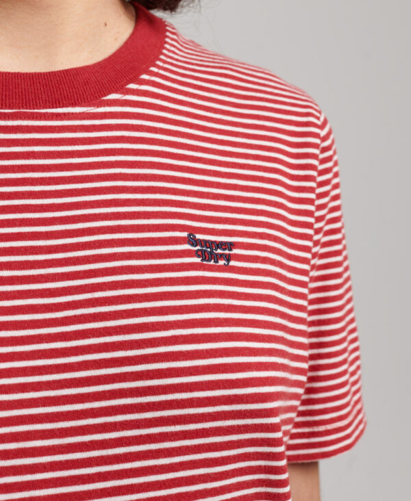 Vintage Logo Embroidered Stripe T Shirt Papaya Red Marl Rodeo White Stripe W1010990A 9AX 2