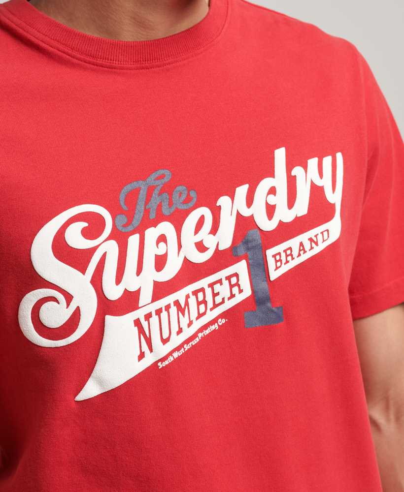 Vintage Scripted College T Shirt Chilli Pepper Red M1011474A NSR 3