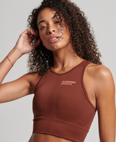 Core Seamless Mid Impact Bra Fired Brick Brown WS311712A 8DS 1