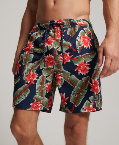 Hawaiian Swim Shorts Banana Leaf Navy M3010212A 8RV 1