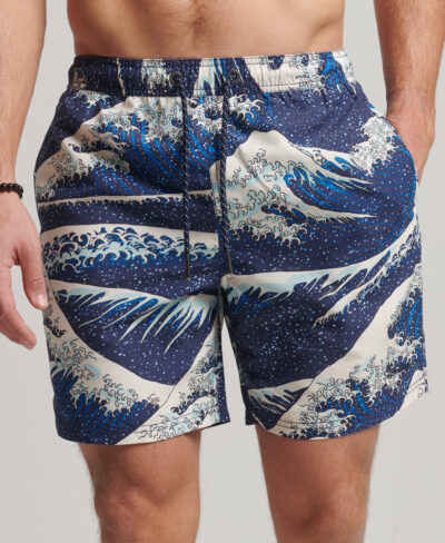 Hawaiian Swim Shorts Great Wave Blue Print M3010212A 8WY 1