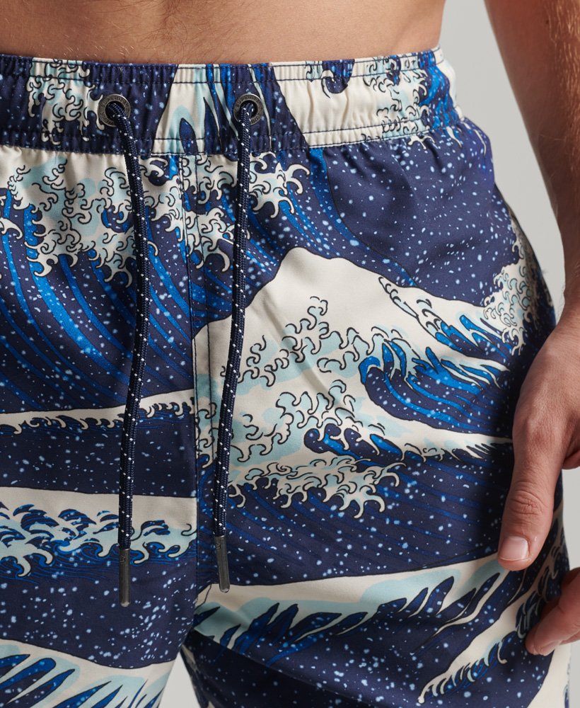 Hawaiian Swim Shorts Great Wave Blue Print M3010212A 8WY 3