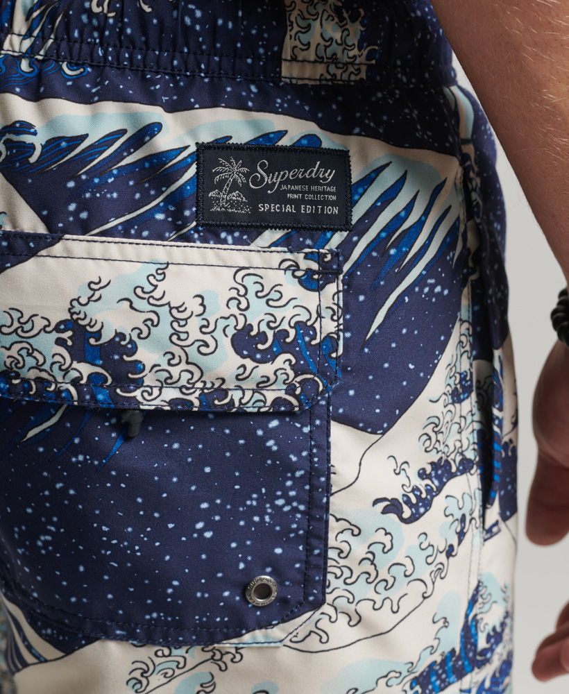 Hawaiian Swim Shorts Great Wave Blue Print M3010212A 8WY 4