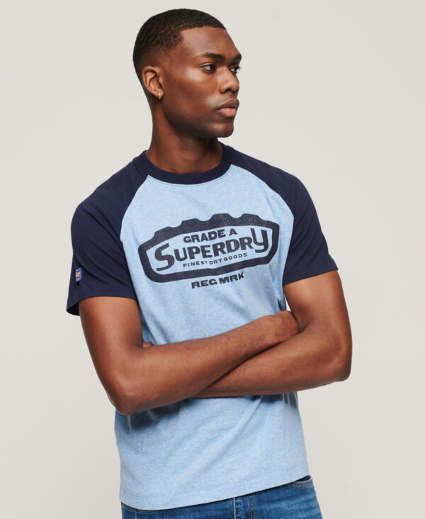 Organic Cotton Raglan T Shirt Halifax Blue Grit Navy M1011538A 8XD 1