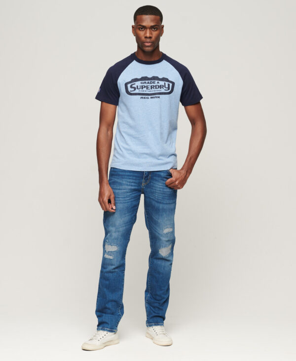 Organic Cotton Raglan T Shirt Halifax Blue Grit Navy M1011538A 8XD 4