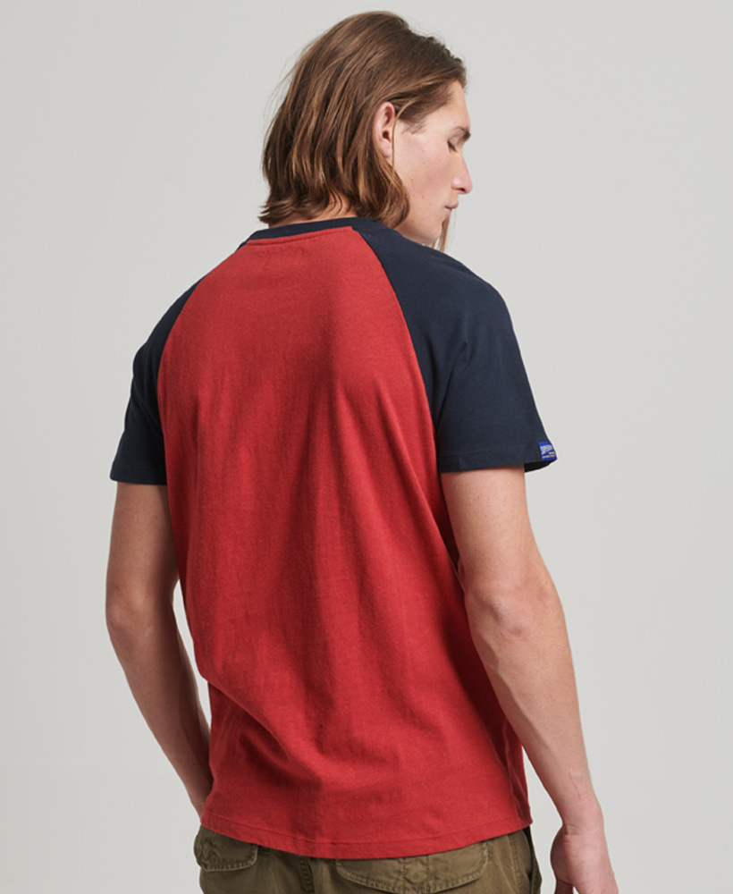 Organic Cotton Raglan T Shirt Hike Red Marl Eclipse Navy M1011538A 7EK 2