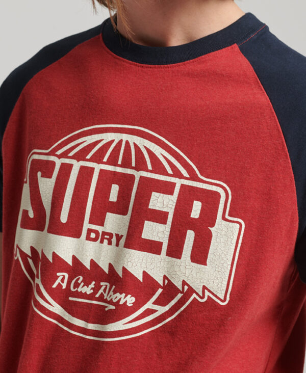 Organic Cotton Raglan T Shirt Hike Red Marl Eclipse Navy M1011538A 7EK 3