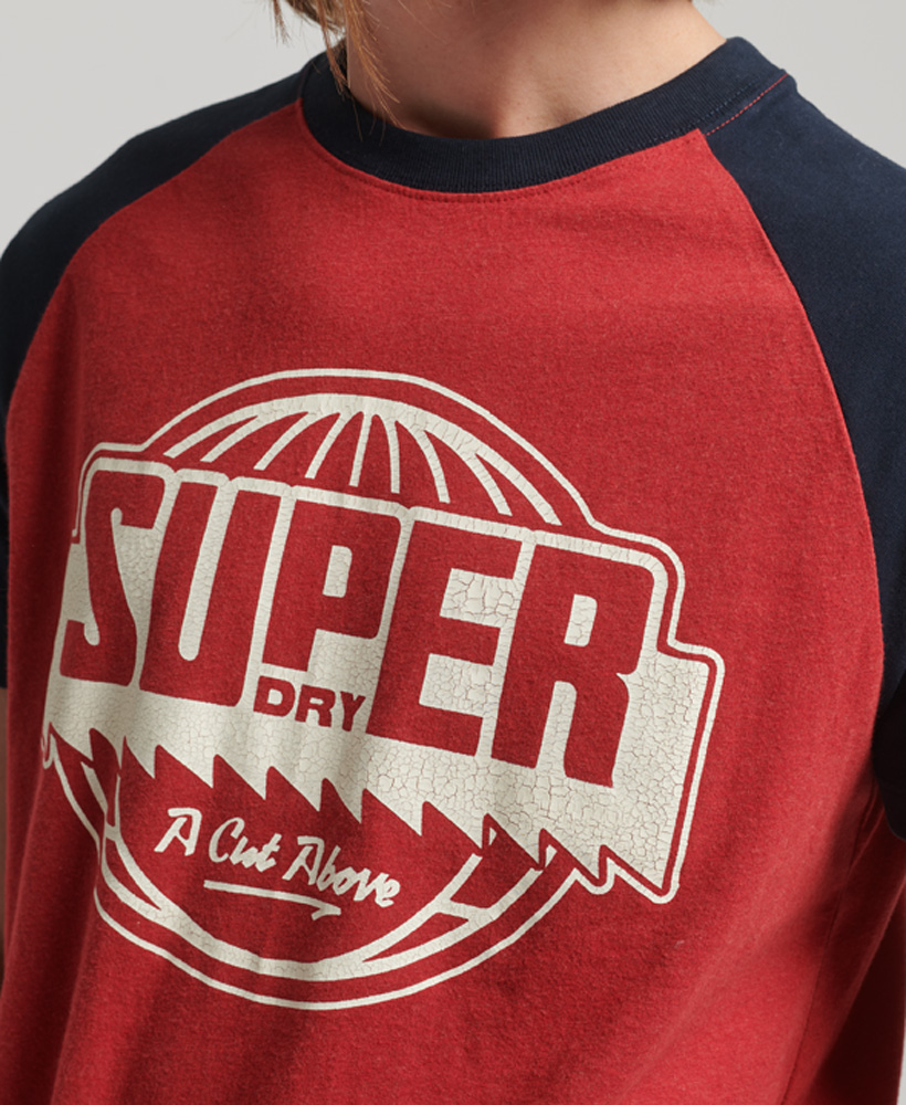 Organic Cotton Raglan T Shirt Hike Red Marl Eclipse Navy M1011538A 7EK 3