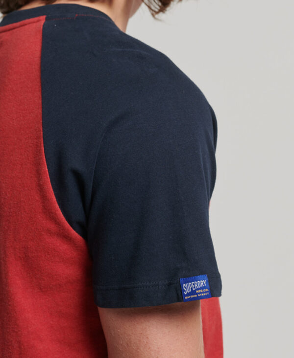 Organic Cotton Raglan T Shirt Hike Red Marl Eclipse Navy M1011538A 7EK 4
