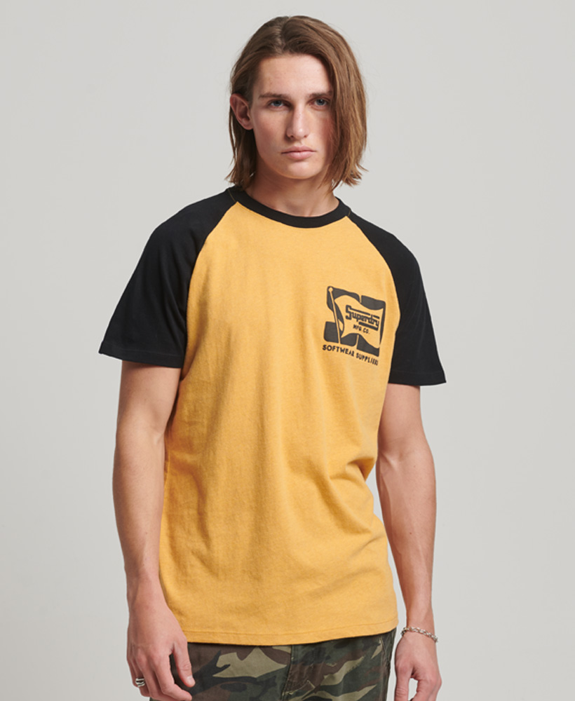 Organic Cotton Raglan T Shirt Ochre Yellow Marl Black M1011538A 9AC 1