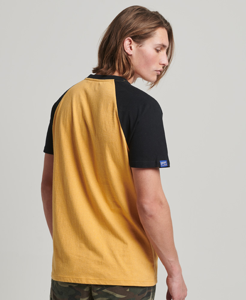 Organic Cotton Raglan T Shirt Ochre Yellow Marl Black M1011538A 9AC 2