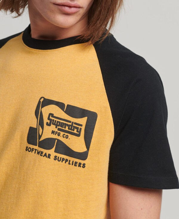 Organic Cotton Raglan T Shirt Ochre Yellow Marl Black M1011538A 9AC 3