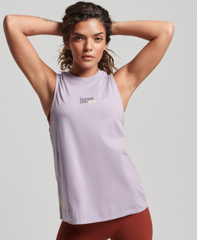 Organic Cotton Train Longline Mock Neck Tank Top Brassica Lilac WS311721A 8CX 1