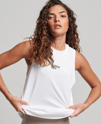Organic Cotton Train Longline Mock Neck Tank Top Optic WS311721A 01C 1