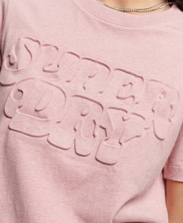 Organic Cotton Vintage Cooper Embossed T Shirt Soft Pink Marl W1011050A MKE 2
