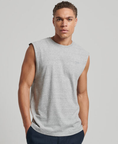 Organic Cotton Vintage Logo Embroidered Tank Top Athletic Grey Marl M6010719A ZUC 1