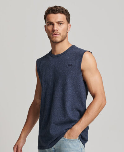 Organic Cotton Vintage Logo Embroidered Tank Top Vintage Navy Marl M6010719A ZE2 1
