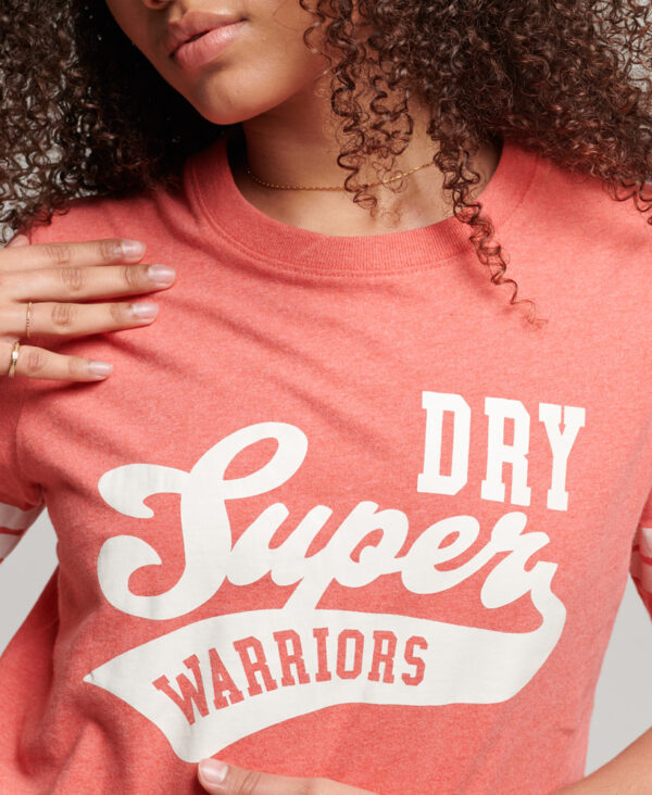 Organic Cotton Vintage Scripted Collegiate T Shirt Coral Marl W1010987A OZJ 2