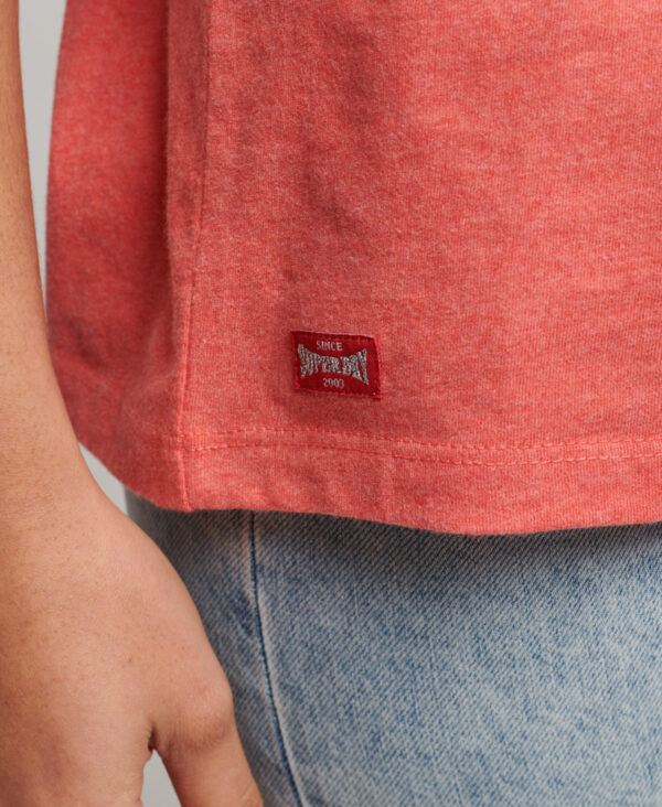 Organic Cotton Vintage Scripted Collegiate T Shirt Coral Marl W1010987A OZJ 4