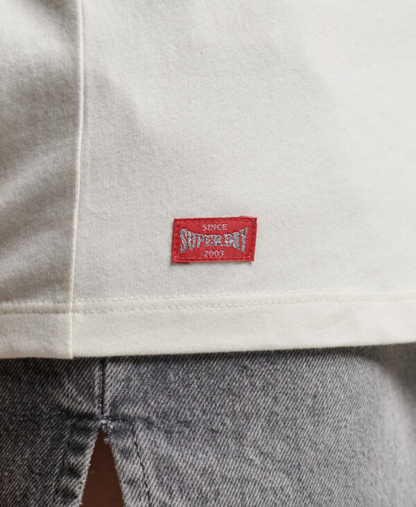 Organic Cotton Vintage Scripted Collegiate T Shirt Off White W1010987A 71D 3
