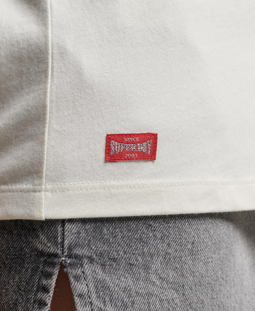 Organic Cotton Vintage Scripted Collegiate T Shirt Off White W1010987A 71D 3