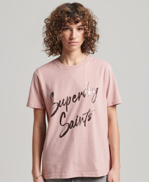 Vintage Embellished T Shirt Blush Pink Marl W1010982A NLP 1