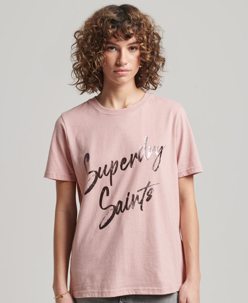 Vintage Embellished T Shirt Blush Pink Marl W1010982A NLP 1