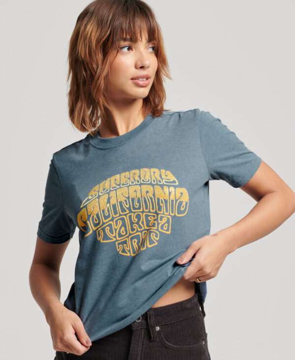 Vintage Embellished T Shirt Dustpipe Blue Marl W1010982A 8VE 1
