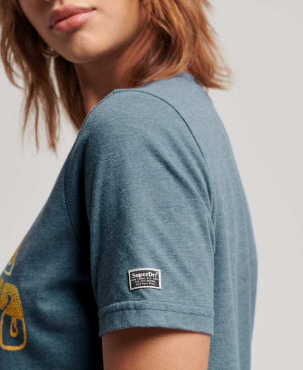 Vintage Embellished T Shirt Dustpipe Blue Marl W1010982A 8VE 3