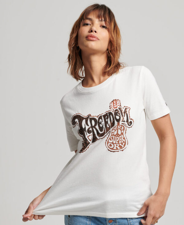 Vintage Embellished T Shirt New Chalk W1010982A 96C 1