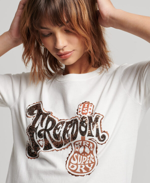 Vintage Embellished T Shirt New Chalk W1010982A 96C 2