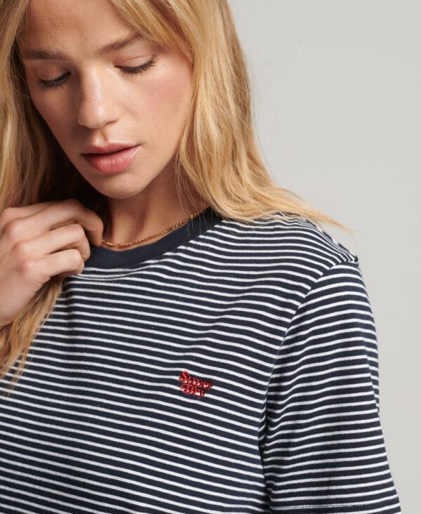 Vintage Logo Embroidered Stripe T Shirt Navy Rodeo White Stripe W1010990A 6WR 3