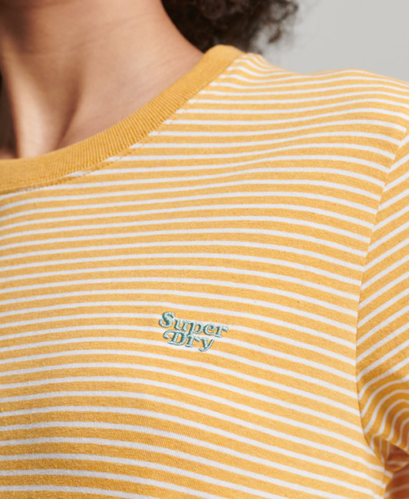 Vintage Logo Embroidered Stripe T Shirt Ochre Marl Rodeo White Stripe W1010990A 6WT 3
