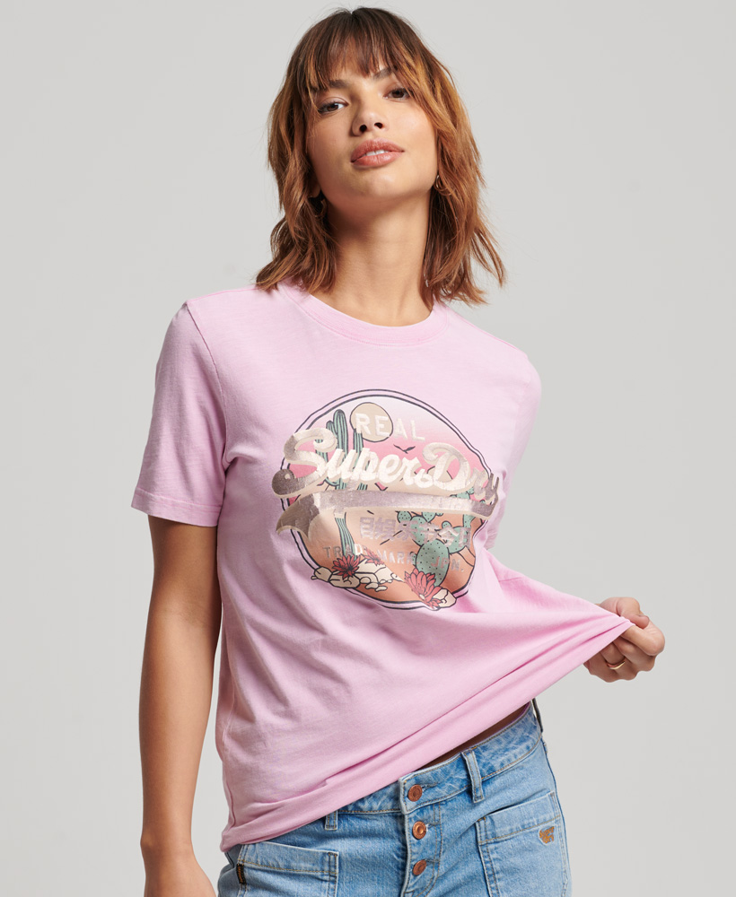 Vintage Logo Narrative T Shirt Pastel Lavender W1010985A I3I 1