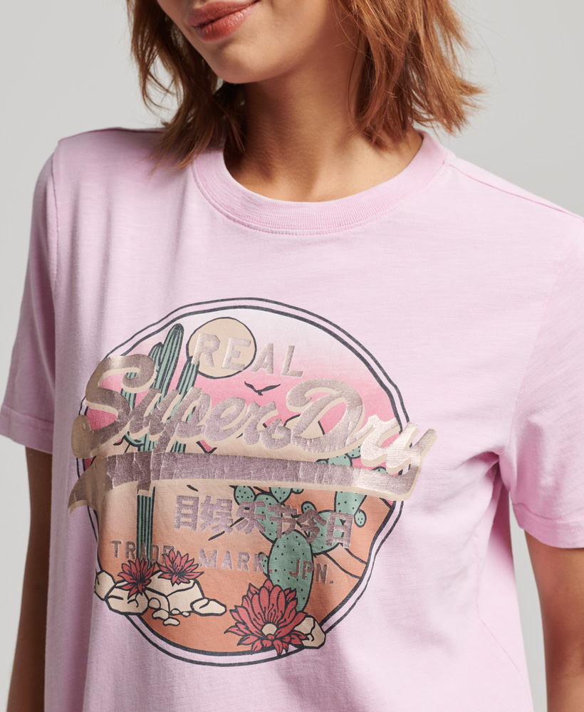 Vintage Logo Narrative T Shirt Pastel Lavender W1010985A I3I 2