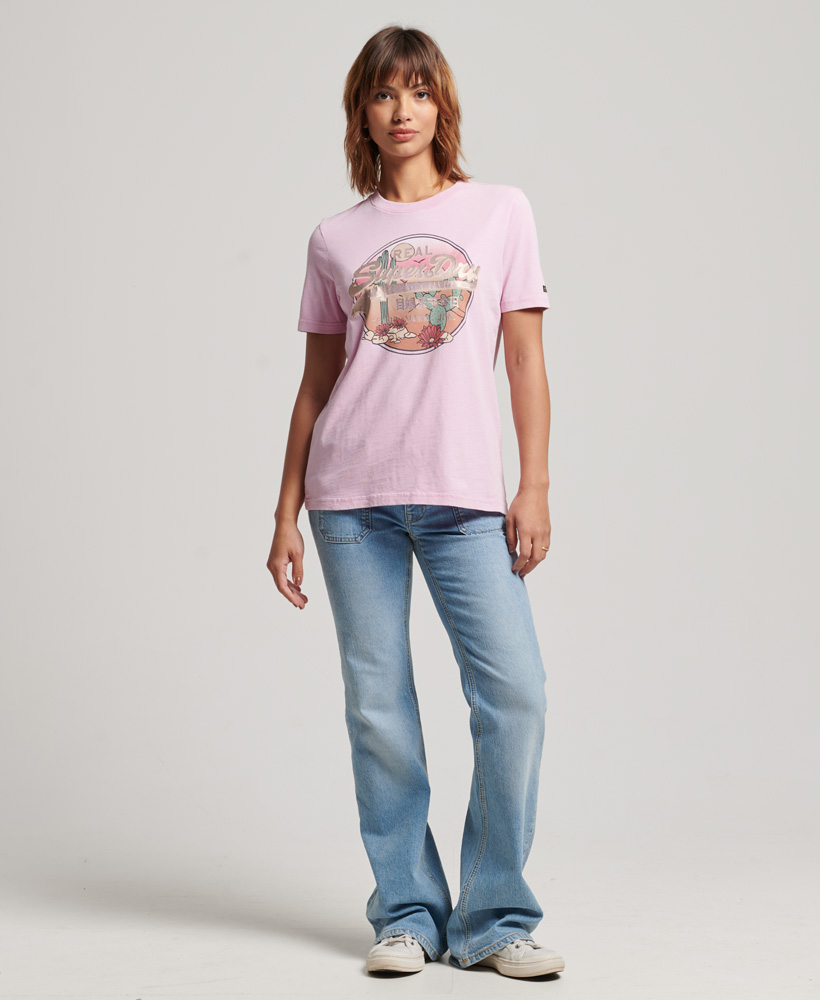 Vintage Logo Narrative T Shirt Pastel Lavender W1010985A I3I 4