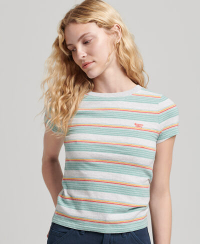 Vintage Stripe Crop T Shirt Summer Red Stripe W1011177A 9DC 1
