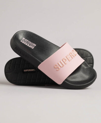Code Logo Vegan Pool Slide Black Blush Metallic Rose WF310199A 9WJ 1