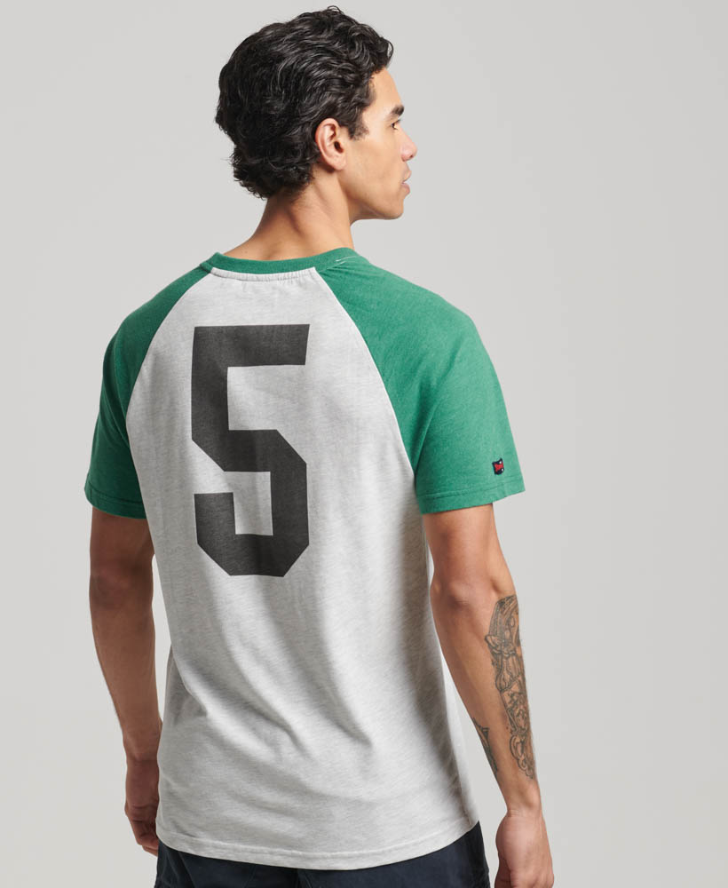 Athletic Vintage Logo Raglan T Shirt Glacier Grey Marl Field Green Marl M1011748A 1EP 2