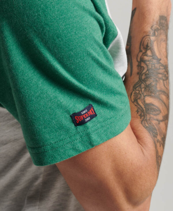 Athletic Vintage Logo Raglan T Shirt Glacier Grey Marl Field Green Marl M1011748A 1EP 3
