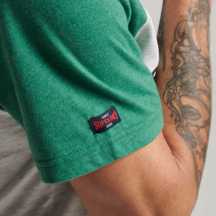 Athletic Vintage Logo Raglan T Shirt Glacier Grey Marl Field Green Marl M1011748A 1EP 3