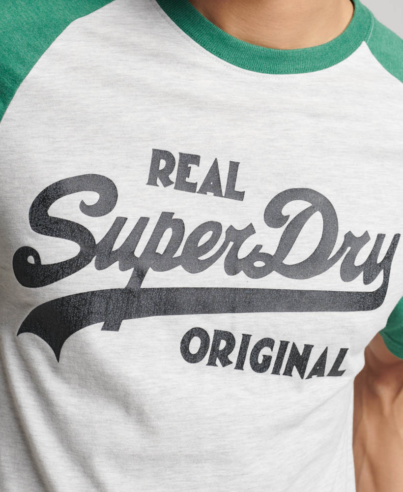 Athletic Vintage Logo Raglan T Shirt Glacier Grey Marl Field Green Marl M1011748A 1EP 4