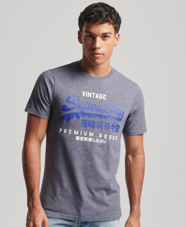 Classic Vintage Logo Heritage T Shirt Midnight Blue Grit M1011747A 4AY 1