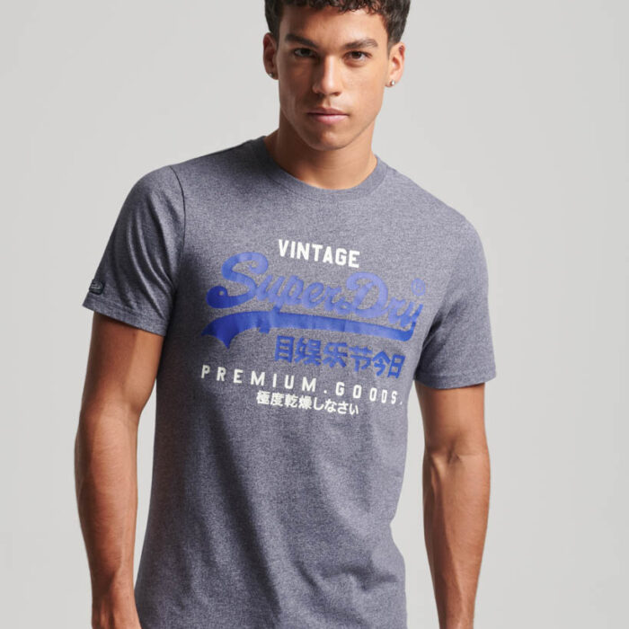 Classic Vintage Logo Heritage T Shirt Midnight Blue Grit M1011747A 4AY 1