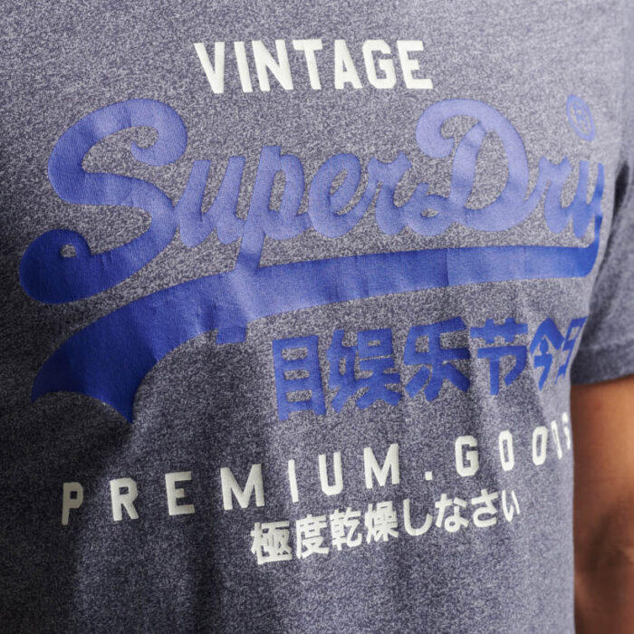 Classic Vintage Logo Heritage T Shirt Midnight Blue Grit M1011747A 4AY 2