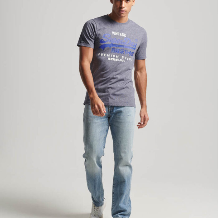 Classic Vintage Logo Heritage T Shirt Midnight Blue Grit M1011747A 4AY 4