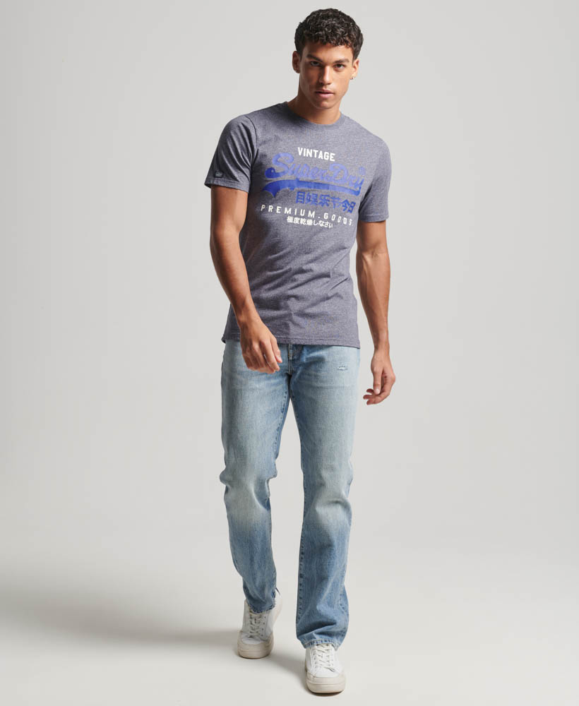 Classic Vintage Logo Heritage T Shirt Midnight Blue Grit M1011747A 4AY 4