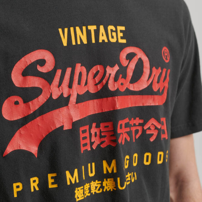 Classic Vintage Logo Heritage T Shirt Washed Black M1011747A AFB 2