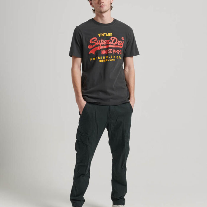 Classic Vintage Logo Heritage T Shirt Washed Black M1011747A AFB 4