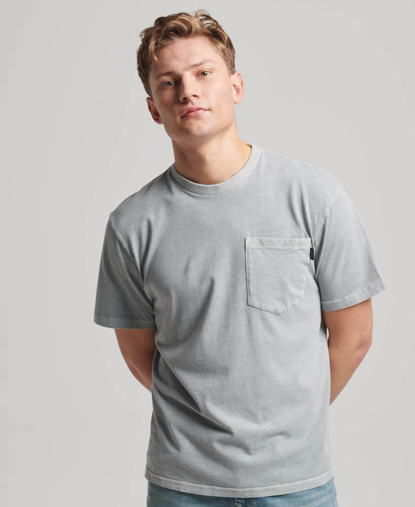 Contrast Stitch Pocket T Shirt Skylark Grey M1011723A 1KJ 1